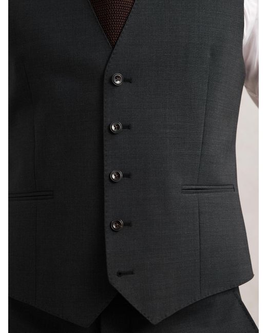 Reiss Black Promise - Grey Wool-blend Tailored-fit Waistcoat, 40 R for men