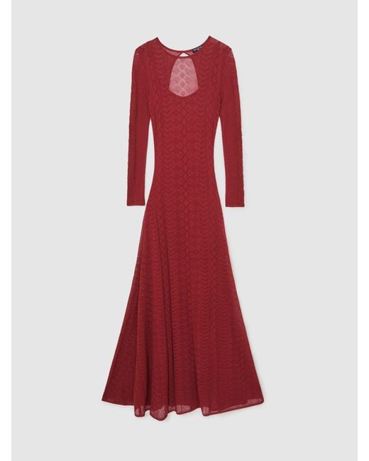 Reiss Red Reiss Pointelle Knit Maxi Dress