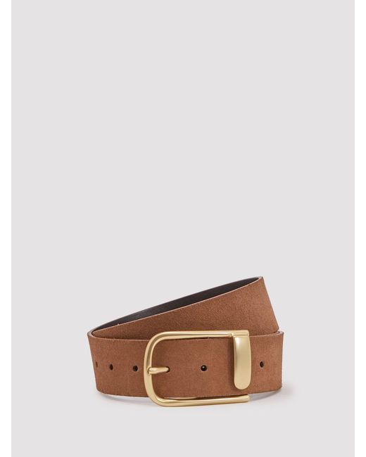 Reiss Brown Leather Half Keeper Belt
