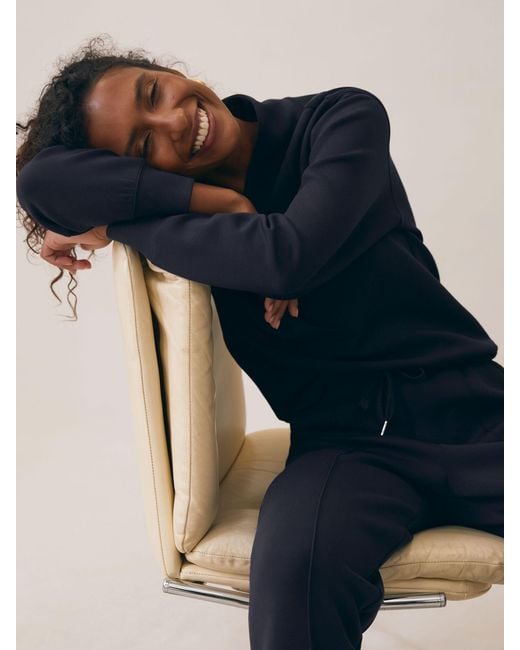 Reiss Blue Premium Interlock Shawl-Neck Sweatshirt With