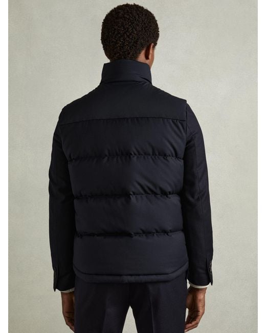 Reiss Blue Patch Pocket Quilted Gilet for men
