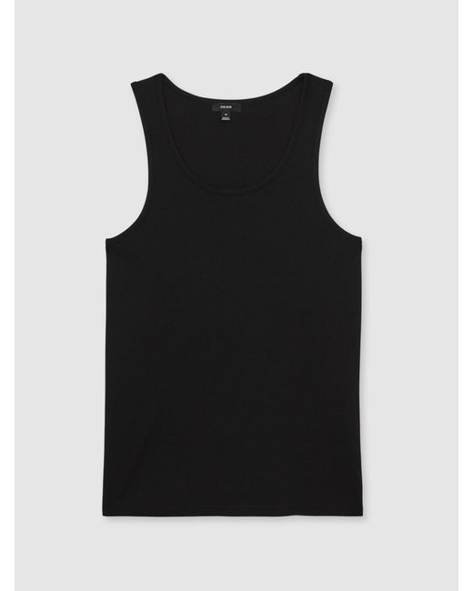 Reiss Black Stretch-Cotton Ribbed Vest for men