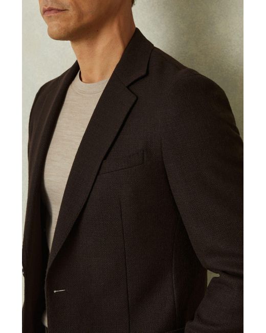 Reiss Gray Attire - Chocolate Brown Single-breasted Wool Blend Blazer Slim Fit, 38 for men