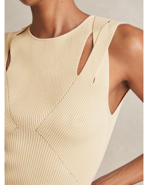 Reiss Natural Cut-Out Rib-Knit Vest