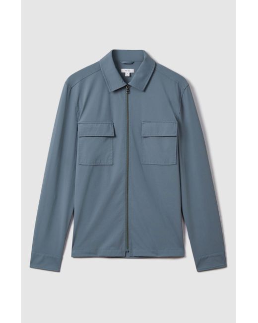 Reiss Hylo - Steel Blue Technical Zip-through Jacket, Xxl for men