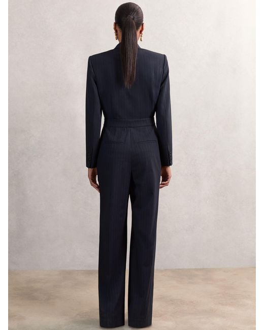 Reiss Natural Pinstripe Tailored Wide-Leg Jumpsuit With Wool