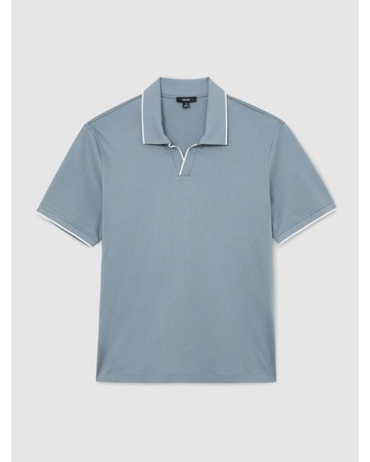 Reiss Blue Air-Water Cotton Tipped Polo Shirt for men