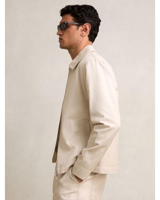 Reiss Natural Lyocell-Cotton Zip-Through Twill Jacket for men