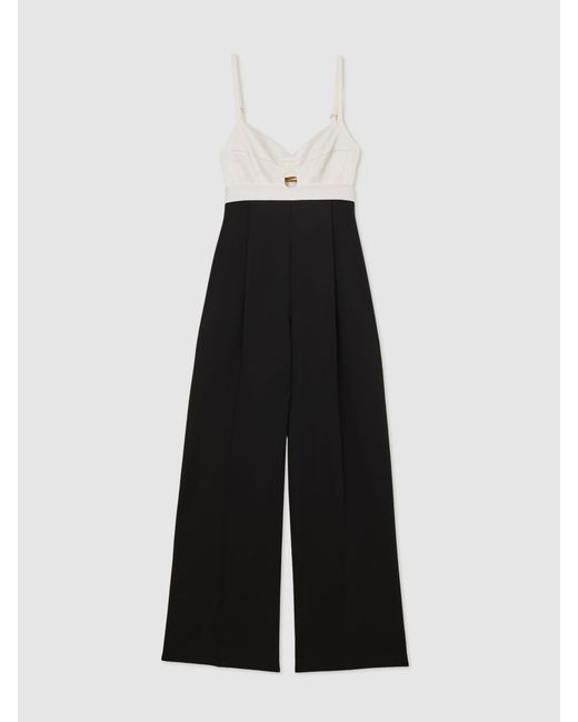 Reiss Black Atelier Colourblock Wide-Leg Jumpsuit