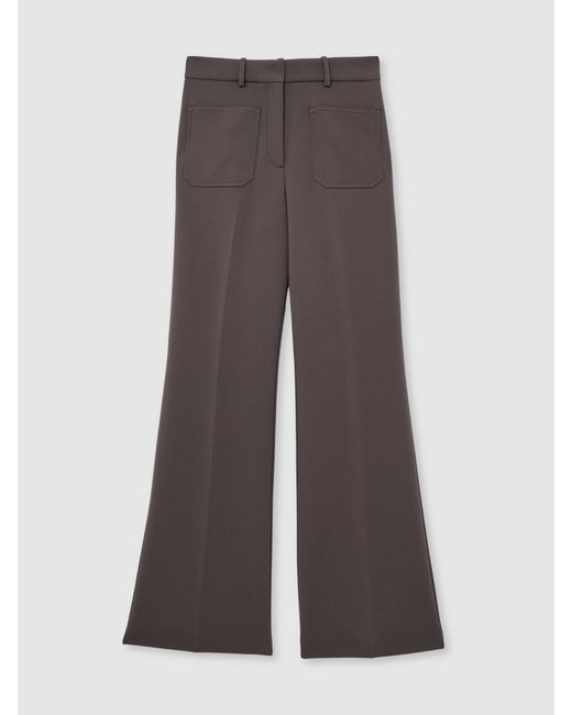 Reiss White Priya - Mauve Neutral Twill Patch-pocket Flared Trousers, Us 8 R