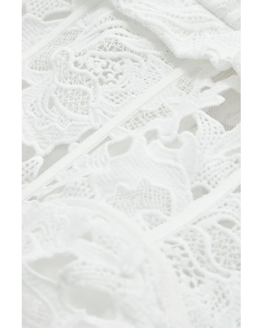 LEO LIN White Bustier Lace Midi Dress