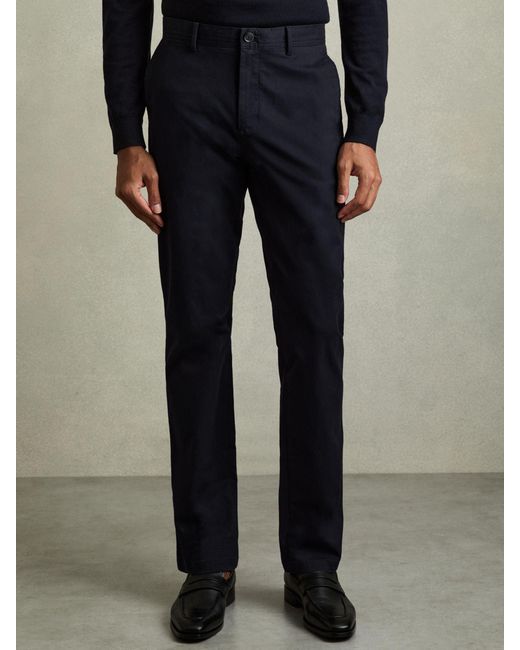 Reiss Black Pitch - Navy Washed-cotton Slim-fit Chinos, 42 for men