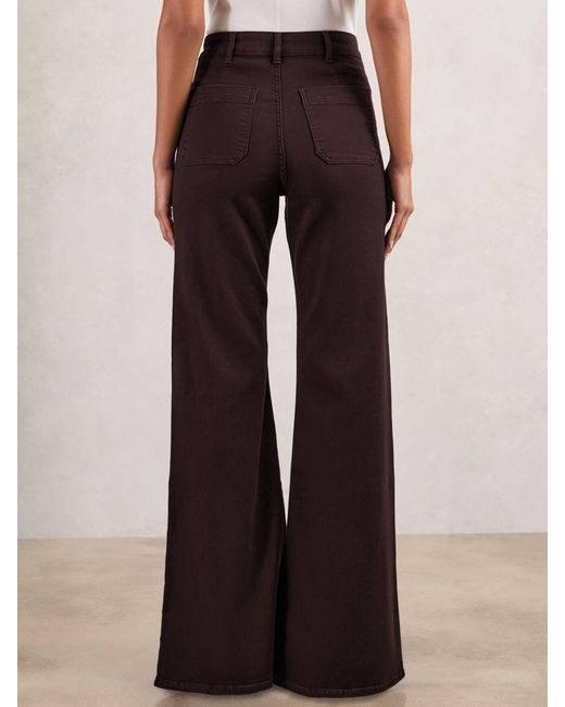 Reiss White Sakura - Burgundy Patch-pocket Flared Jeans, Us 24 R