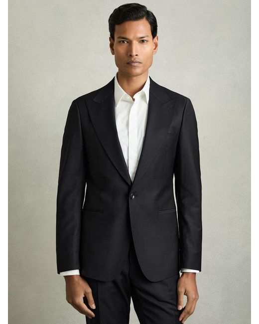 Reiss Blue Oscar - Navy Single-breasted Wool-blend Suit Blazer Classic-fit, 44 R for men
