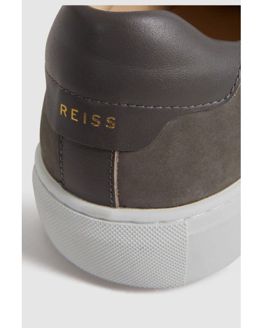 Reiss Gray Nubuck - Grey Finley Nubuck Suede Lace-up Trainers, Uk 13 Eu 47 for men