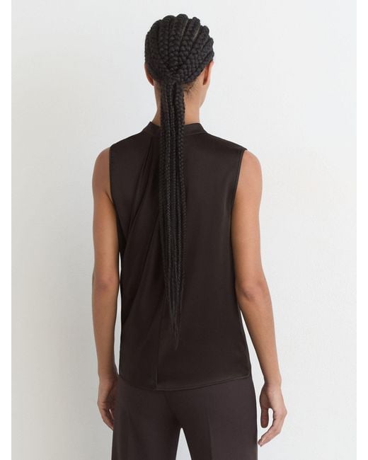 Reiss Gray Silk Draped Sleeveless Top