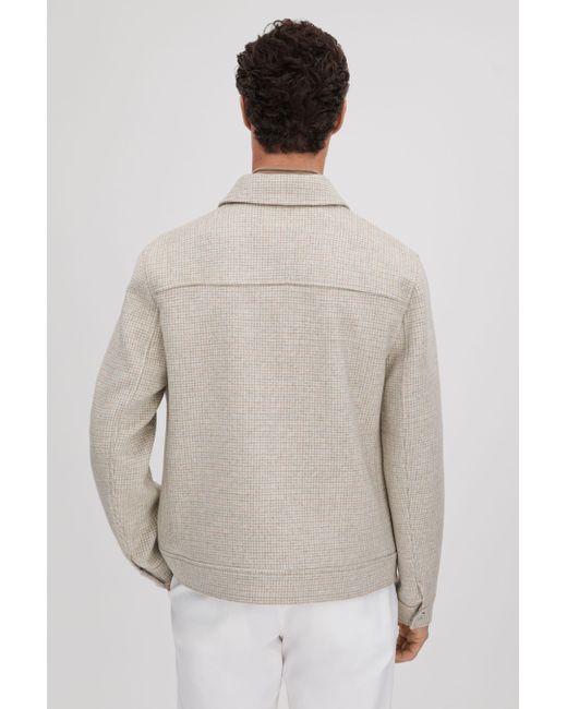 Reiss Natural Maray - Oatmeal Brushed Wool Blend Zip-through Jacket for men