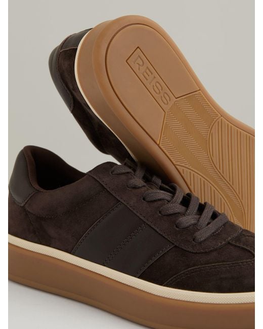 Reiss Gray Suede Low-Top Trainers