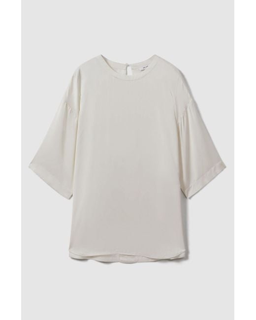 Reiss Natural Anya - Ivory Relaxed Satin Blouse, Us 0