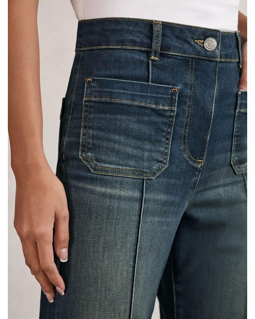 Reiss Blue Patch-Pocket Flared Jeans