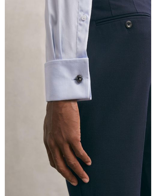 Reiss White Regular Fit Stretch Double-Cuff Shirt Cotton-Blend for men
