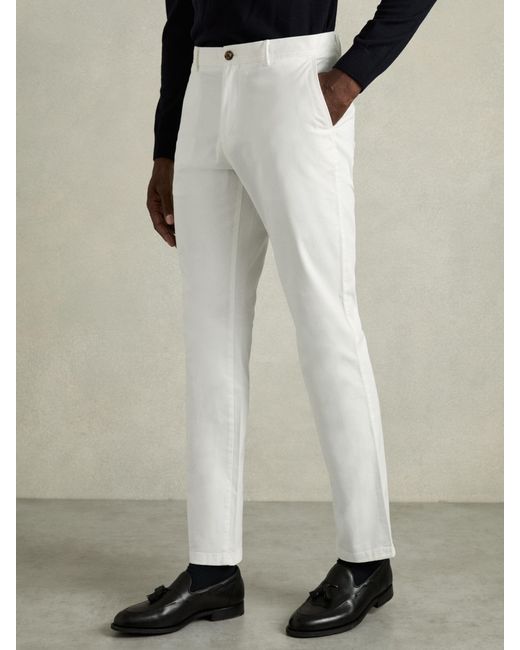 Reiss Black Pitch - White Washed-cotton Slim-fit Chinos, 30 for men