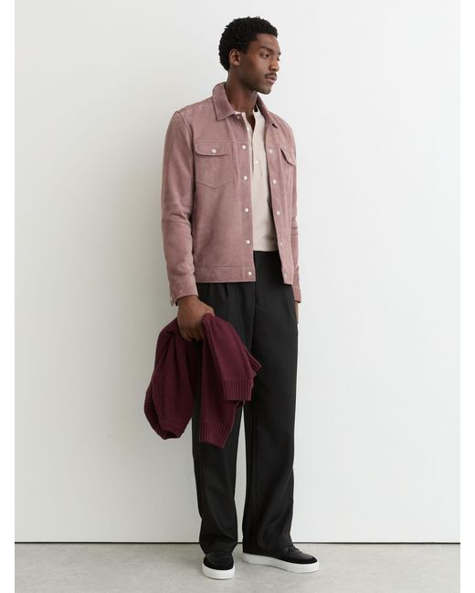 Reiss Brown Sliken - Soft Pink Suede Press-stud Twin-pocket Jacket, Xl for men