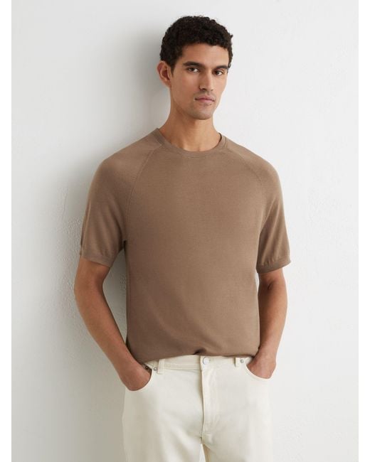 Reiss Natural Merino Wool Raglan-Sleeve T-Shirt for men