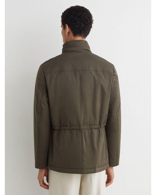 Reiss Green Cotton-Blend Padded Four-Pocket Jacket for men