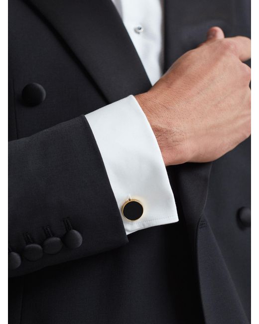 Reiss Black Round Onyx Cufflinks for men