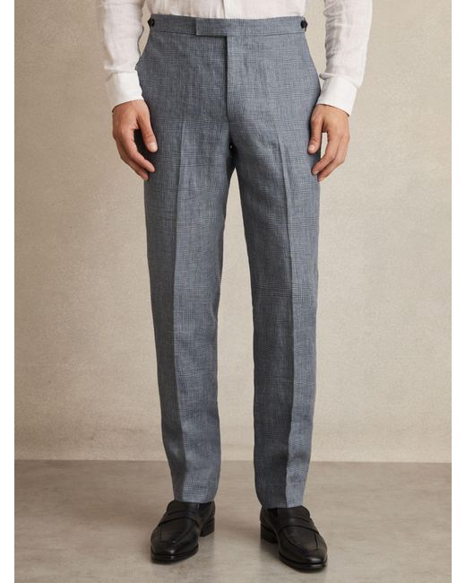 Reiss Multicolor Slim Fit Linen Check Suit Trousers for men