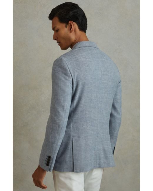 Reiss Gray Aphrodite - Soft Blue Single Breasted Blazer With Cotton for men