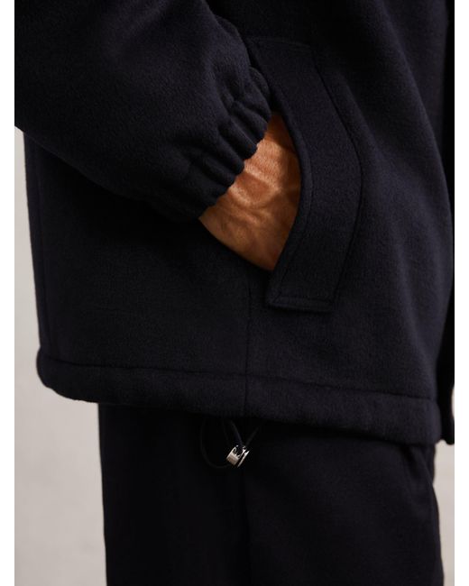 Reiss Blue Wool-Blend Funnel-Neck Zip Jacket for men