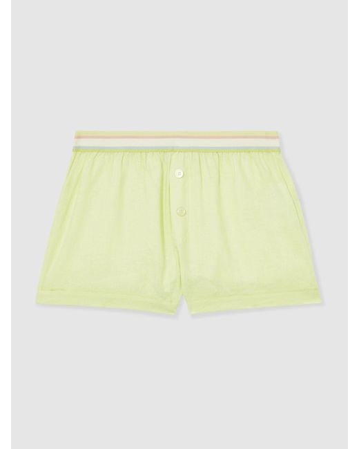 Reiss Natural Linen-Blend Contrast-Waist Boxer Shorts