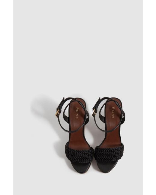 Reiss Selene - Black/neutral Crochet Wedges Heels