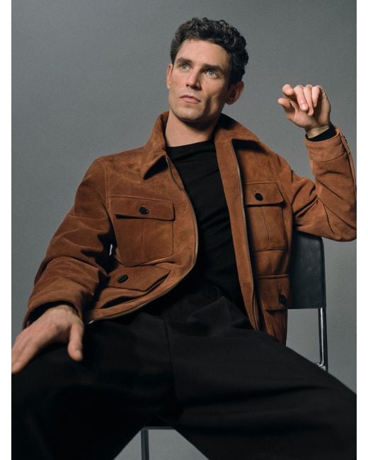 Reiss Multicolor Suede Four-Pocket Zip-Through Jacket for men