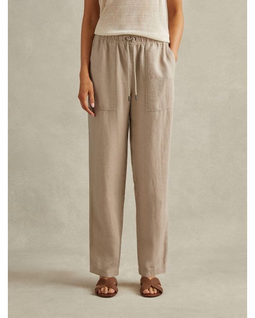 Reiss Natural Romie - Sand Drawstring Linen Trousers, Us 4