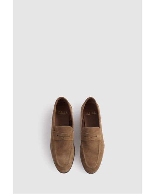Reiss Brown Suede - Stone Bray Suede Suede Slip On Loafers, Uk 11 Eu 45 for men