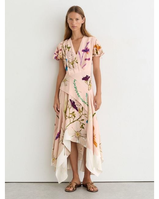 Reiss Natural X Nybg Printed Handkerchief-Hem Dress