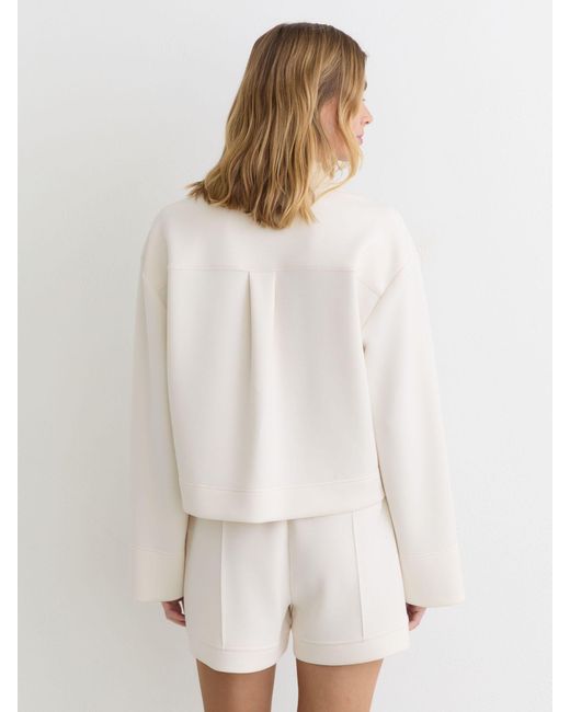 Reiss Natural Premium Interlock Open-Collar Sweatshirt