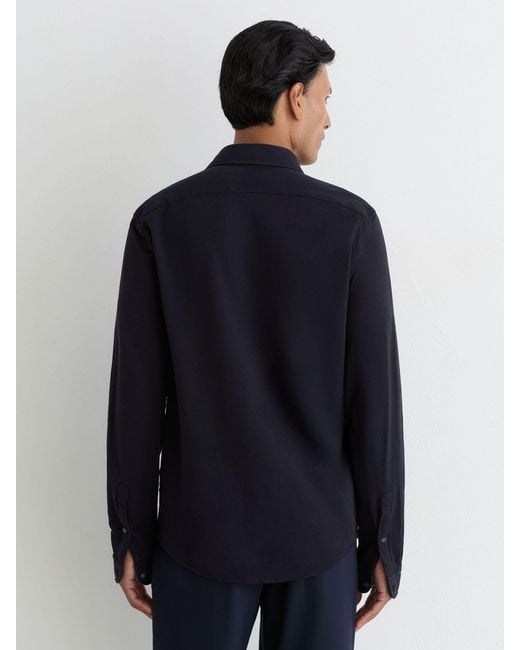 Reiss Blue Cotton-Piqué Garment-Dyed Shirt Regular-Fit for men