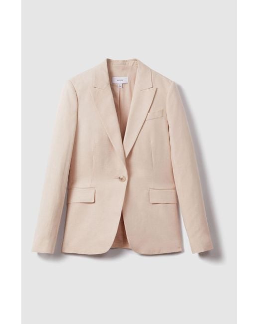 Reiss Natural Farrah - Pink Single Breasted Suit Blazer With Tm Fibers