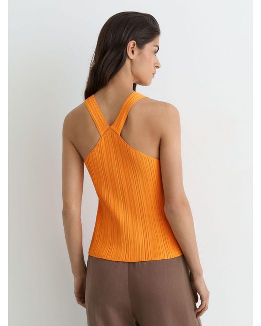 Reiss Orange Pleated Knit V-Neck Vest
