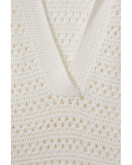 Reiss Natural Carla - Ivory Knitted Open-collar Polo Shirt