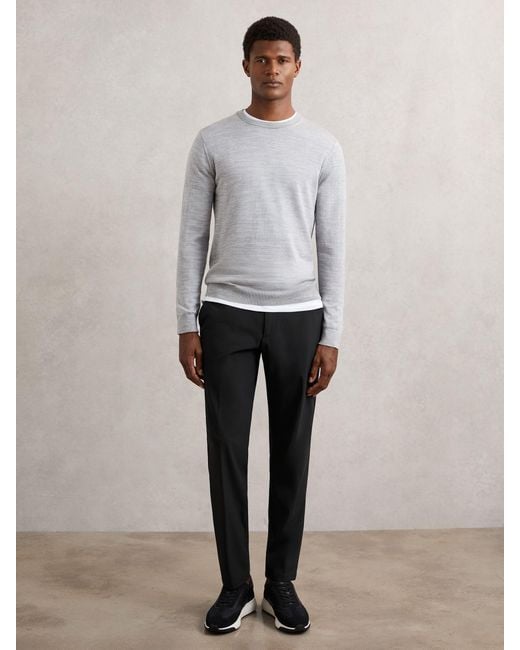 Reiss Gray Technical Stretch Relaxed Trousers for men