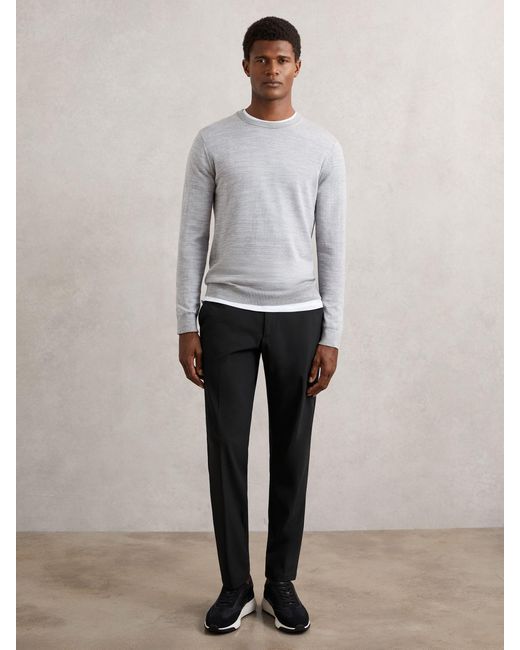 Reiss Gray Technical Stretch Relaxed Trousers for men