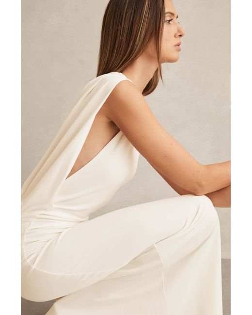 Reiss Natural Milena Jersey Draped Bodycon Maxi Dress