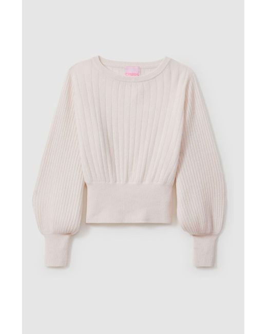 Crush White Collection Cashmere Blouson Sleeve Jumper