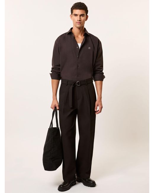 Reiss Black Monogram Cotton Oversized Shirt for men