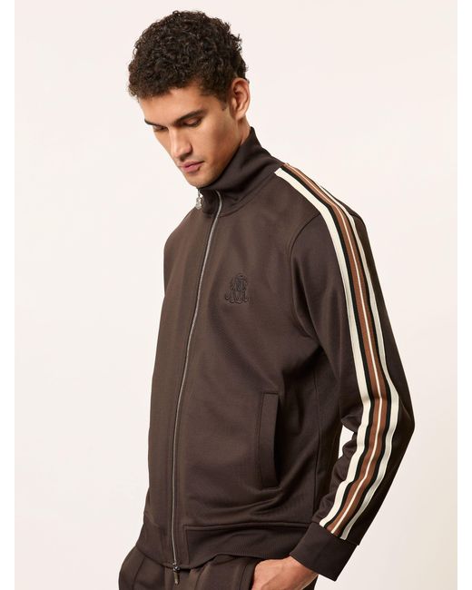Reiss Malloy - Brown Monogram Zip-through Relaxed Track Top, Xs for men